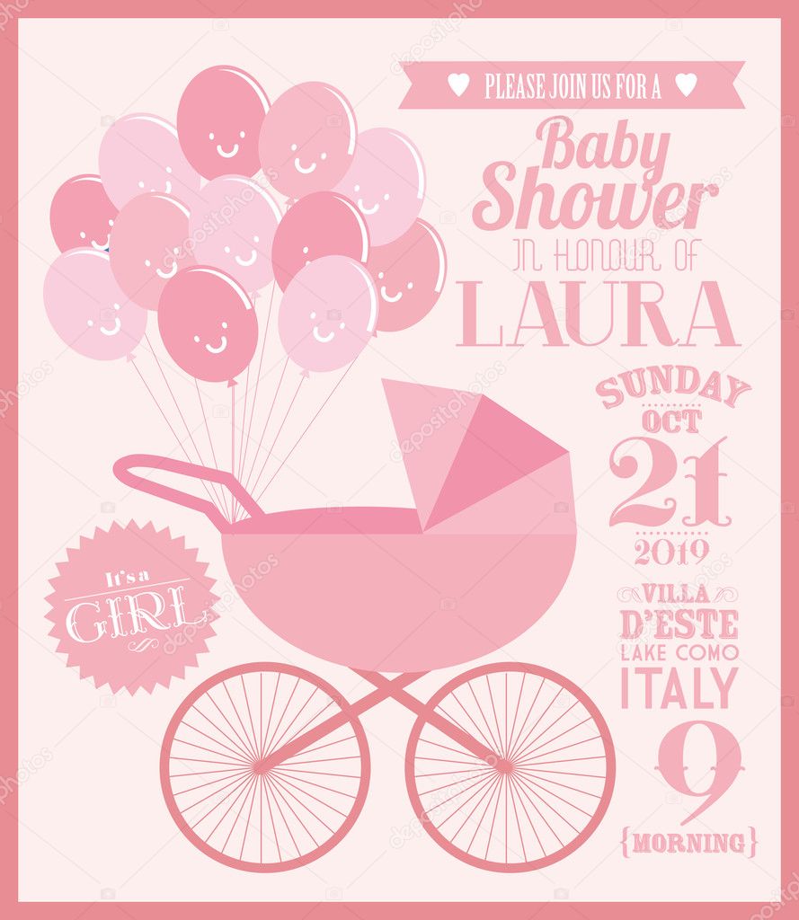 Baby girl baby shower invitation card