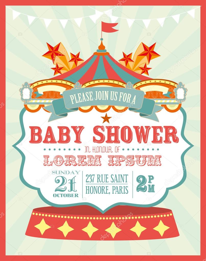 Carnival baby shower invitation card