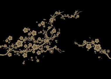 Golden cherry blossom clipart