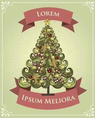 Vintage Noel ağacı poster şablonu