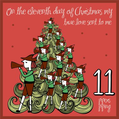 Eleventh day - eleven pipers piping clipart