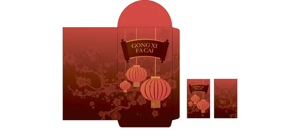 Pacote vermelho do ano novo lunar chinês — Vetor de Stock