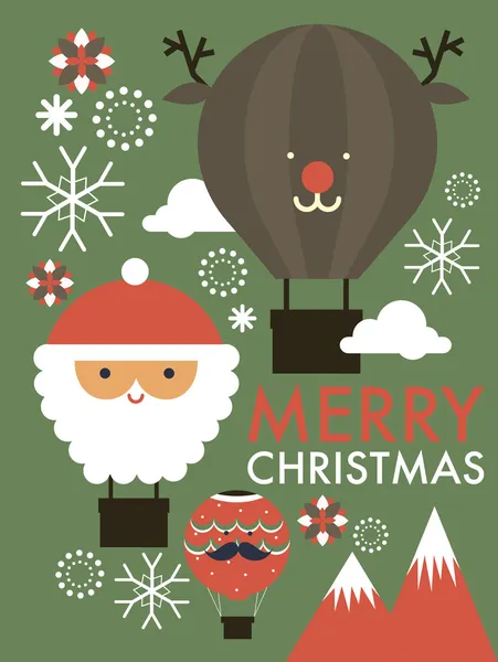 Christmas hot air balloon — Stock Vector