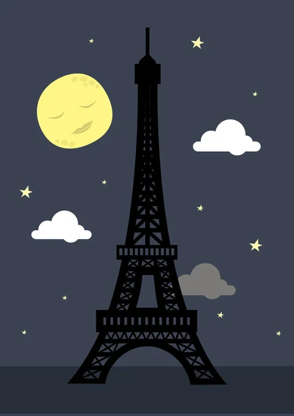Torre Eiffel à noite — Vetor de Stock