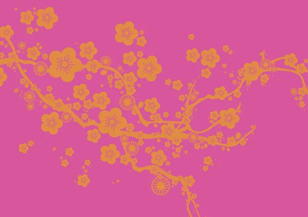 Guld cherry blossom — Stock vektor