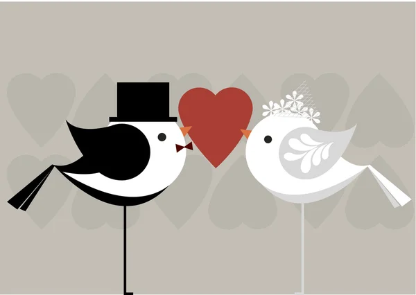 Aves de amor casarse — Vector de stock