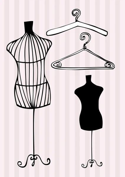 Maniquí y perchas de ropa — Archivo Imágenes Vectoriales