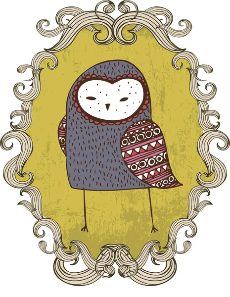 Owl in frame — Stockvector