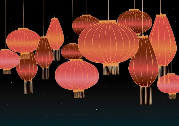 Lanterne rouge chinoise — Image vectorielle