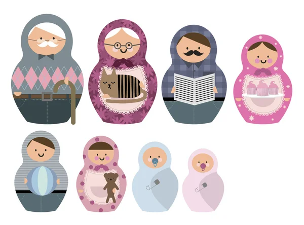 Famiglia di bambole russe — Vettoriale Stock