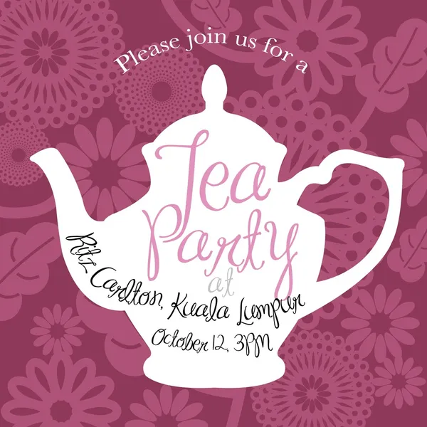 Tea party invito carta — Vettoriale Stock