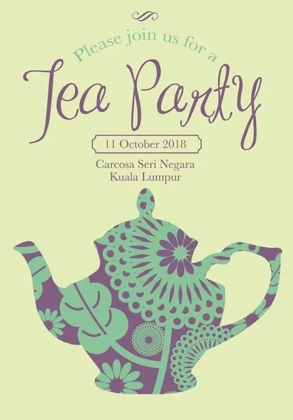 Tea party invitation card — Stock Vector