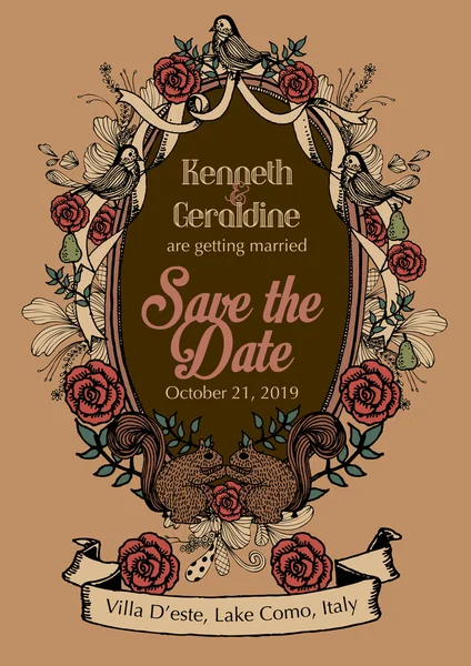 Vintage save the date template — Stock Vector