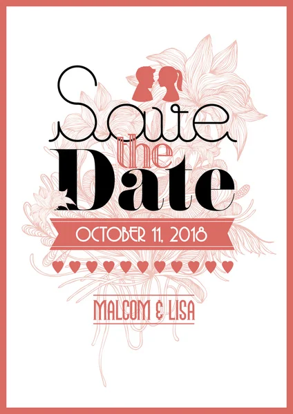 Vintage cameo save the date template — Stock Vector
