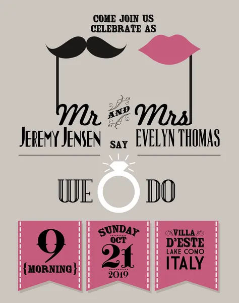 Tarjeta de invitación de boda — Vector de stock