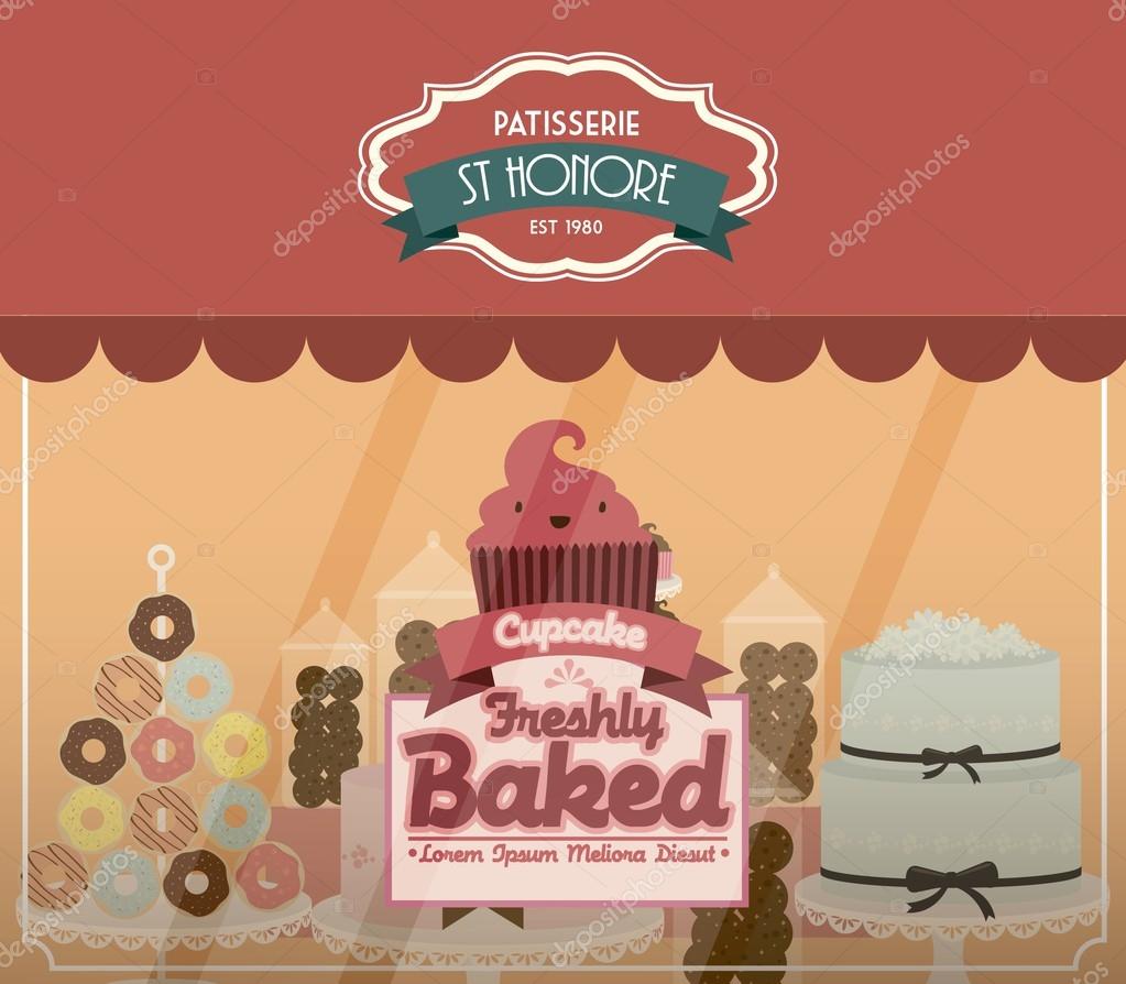 Pastry shop,patisserie illustration