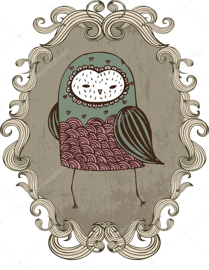 Owl in frame