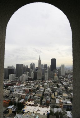 Window view of downtown San Francisco clipart