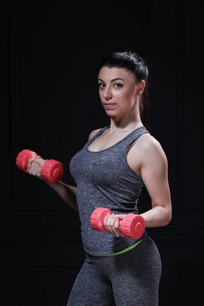 Beautiful Sportive Woman Training Gym — 图库照片
