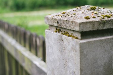 Close-up view of old wooden fence in the village