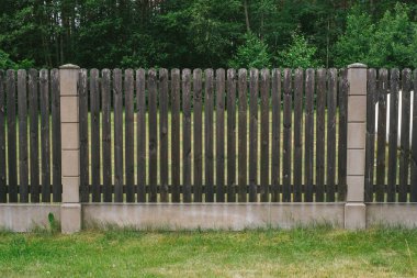 Close-up view of old wooden fence in the village