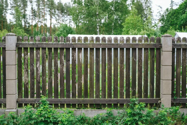 Close View Old Wooden Fence Village — Stockfoto