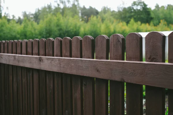 Privacy and security concept. Close-up view of brown wooden fance