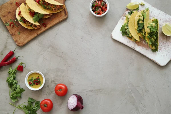 Delicious Tacos Table Fast Food Concept — Stock Photo, Image