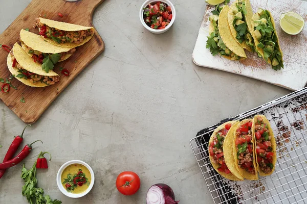 Delicious Tacos Table Fast Food Concept — Photo