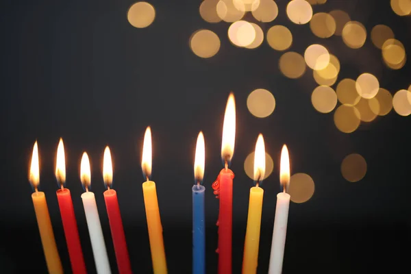 Férias Judaicas Hanukkah Sua Famosa Menorah Nove Ramificações — Fotografia de Stock