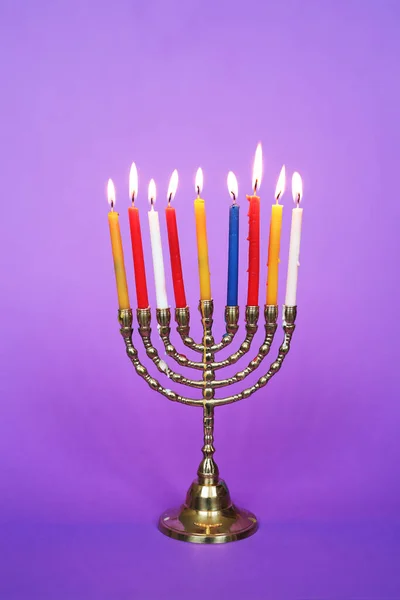 Jüdischer Feiertag Chanukka Und Seine Berühmte Neunköpfige Menora — Stockfoto