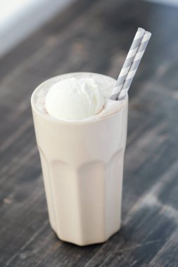 Delicious latte with ice cream on top