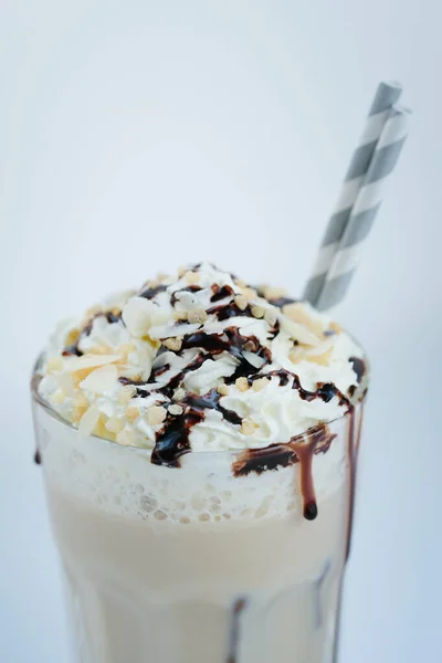 Delicious Latte Whipped Cream Chocolate Top — Foto de Stock