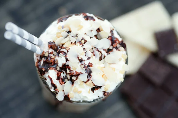 Delicious Latte Whipped Cream Chocolate Top — Stok Foto