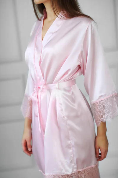 Lingerie Nightwear Beautiful Girl Wearing Nightgown Home — Stock Photo, Image