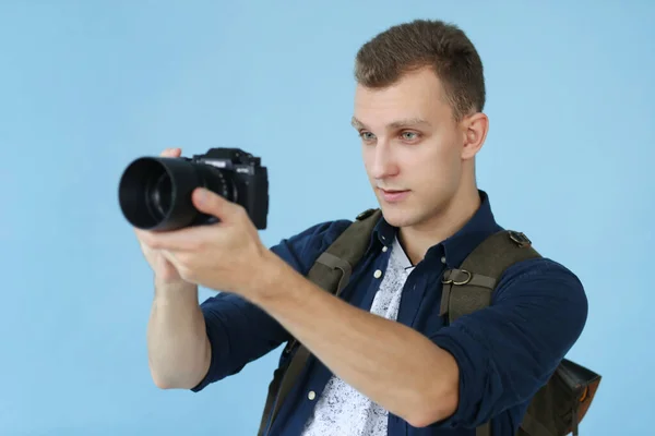 Handsome Man Camera — Stock Photo, Image