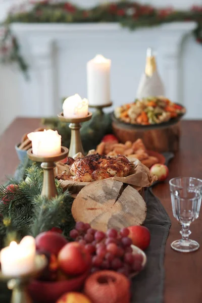 Kerstdag Feestmaal Diner Met Een Groep Vrienden — Stockfoto