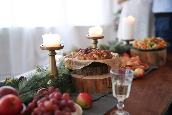 Kerstdag Feestmaal Diner Met Een Groep Vrienden — Stockfoto