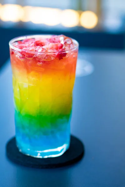 Barbados Cocktail Rainbow Colors Various Flavors Rum Orange Lime Sugar — Stock Photo, Image