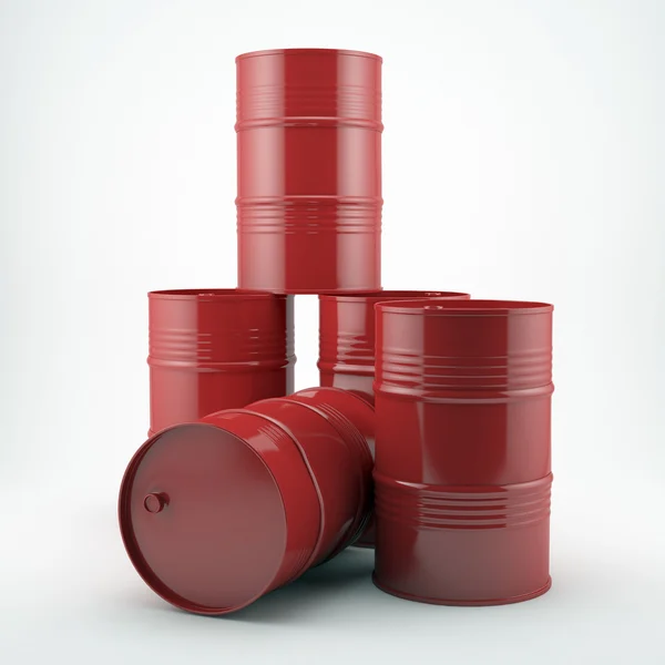 Barriles de petróleo rojo sobre blanco —  Fotos de Stock
