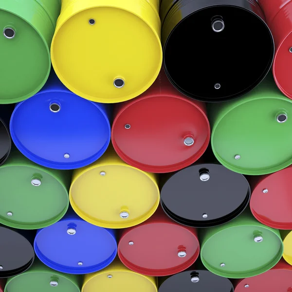 Grote groep van varicolored vaten. — Stockfoto