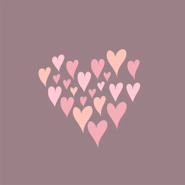 Μεγάλη Καρδιά Φτιαγμένη Από Μικρές Καρδιές Ημέρα Του Αγίου Βαλεντίνου — Διανυσματικό Αρχείο