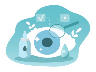  Göz damlası temasının vektör çizimi, büyük göz damlası. Düz biçimdeki resimleme eğilimi