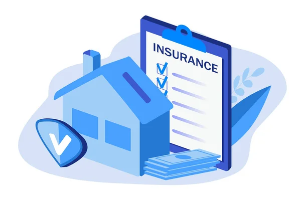 Vector Illustration Theme Home Insurance Insurance Policy Blank Home Money — Stock Vector