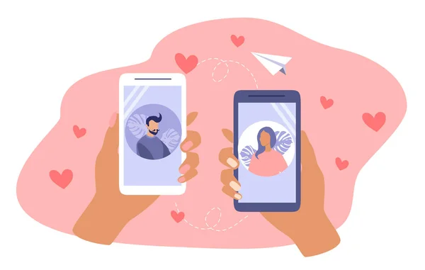 Vectorhand Getekend Illustratie Het Onderwerp Van Online Dating Een Jongen — Stockvector