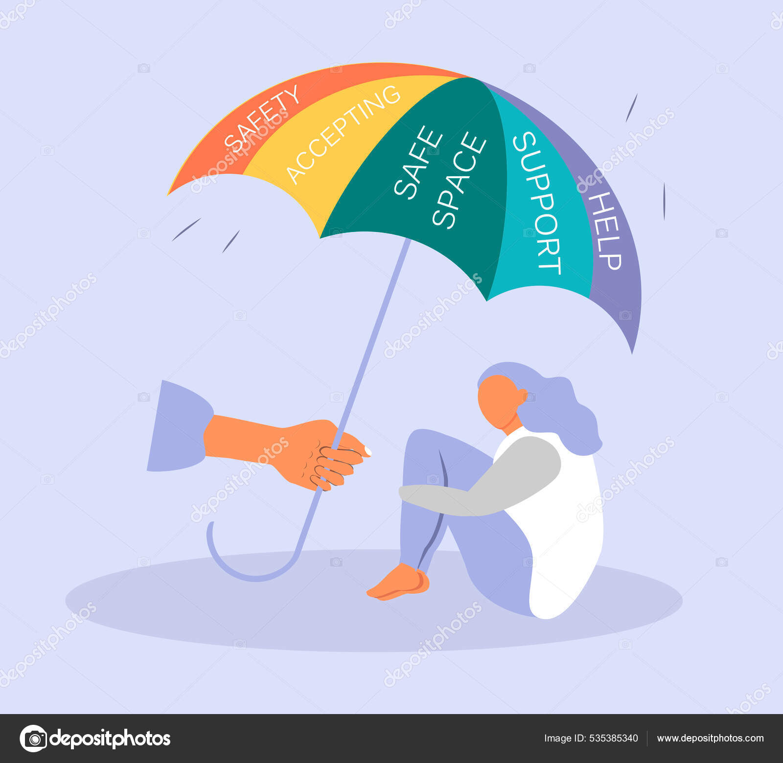 Vektor Illustration Zum Thema Unterstützung Hilfe Bei Psychischen Störungen  Hand Stock-Vektorbild von ©vikova86 535385340, image size:1600x1559