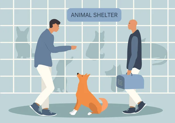 Ilustração Desenhada Mão Vetorial Estilo Plano Sobre Tema Abrigos Animais —  Vetores de Stock