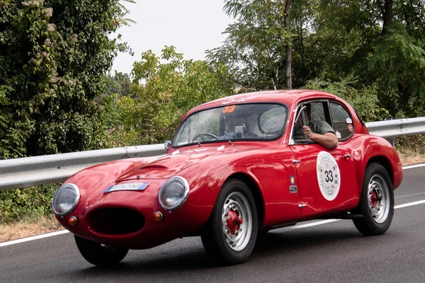 Piacenza Italien Silberne Flagge Historisches Auto Parade Ford Rochdale — Stockfoto