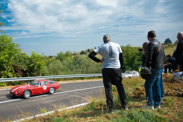 Piacenza Talya Gümüş Bayrak Tarihi Araba Alfa Romeo Tz1 — Stok fotoğraf