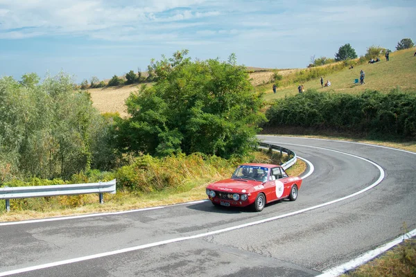 Piacenza Itália 25Th Silver Bandeira Carro Histórico Desfilando Lancia Fulvia — Fotografia de Stock